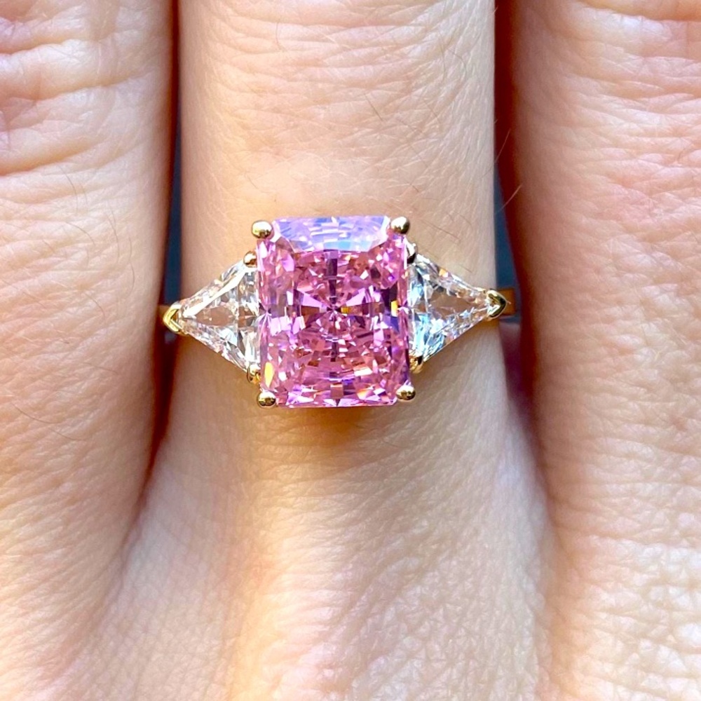 14k Gold Pink and White CZ Ring